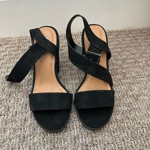 Black chunky heels. Worn once or twice. Size 7
